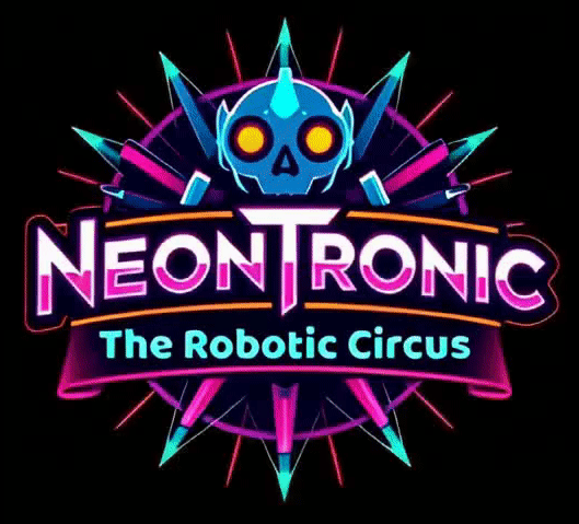 Animated logo of NeonTronic: The Robotic Circus